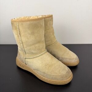 Vintage UGG Australia Ultimate Short Boot Unisex M 4 / W 5 Beige Suede Round Toe